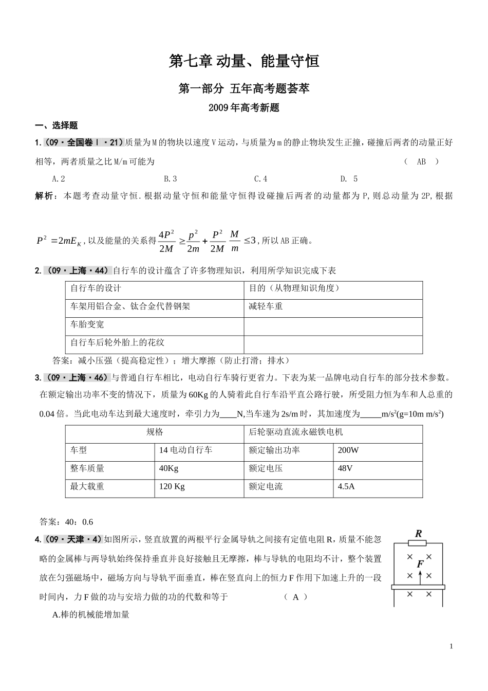 第七章动量、能量守恒_第1页