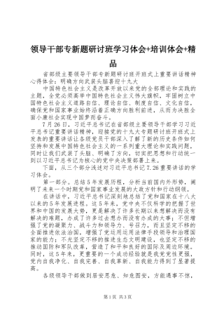 领导干部专新题研讨班学习体会+培训体会+精品