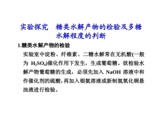 实验探究糖类水解产物的检验及多糖水解程度的判断