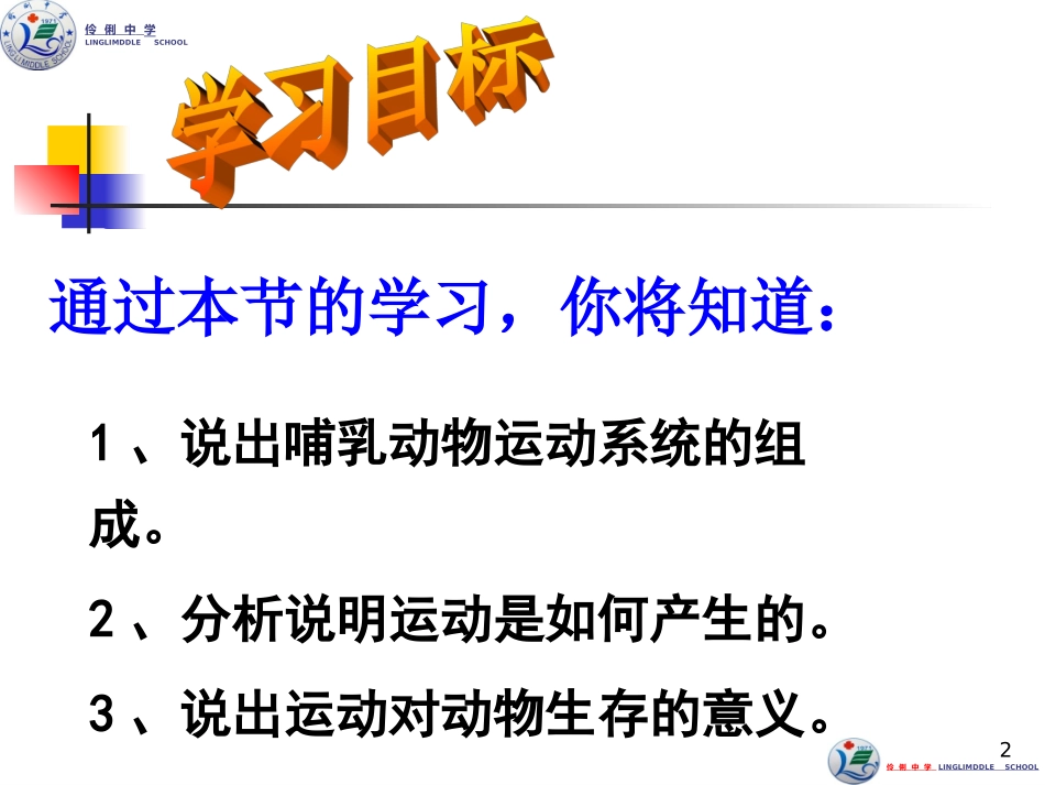 伶俐中学甘绍香：《动物的运动》教学课件_第2页