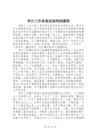 审计工作者观巡视利剑感悟