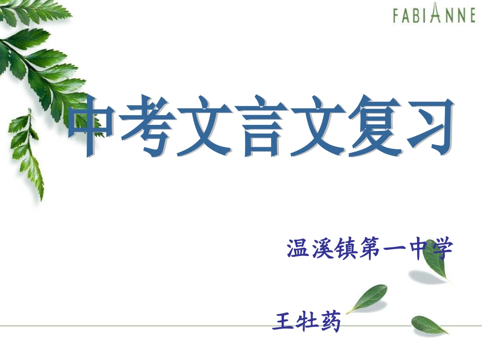 行走在中考文言文复习的路上_第1页