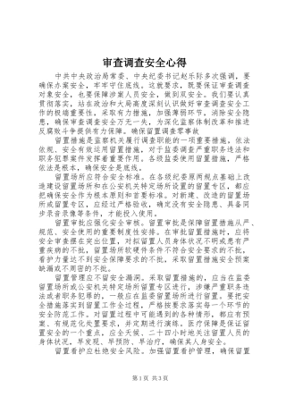 审查调查安全心得