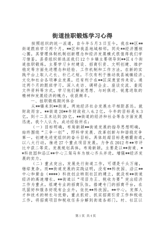 街道挂职锻炼学习心得