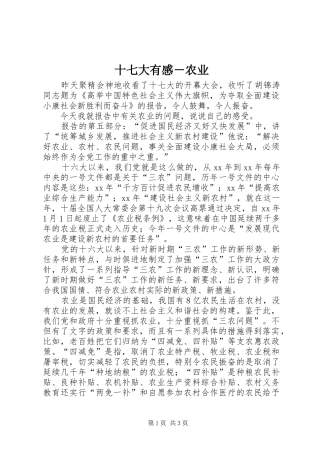 十七大有感－农业