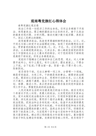 观南粤党旗红心得体会