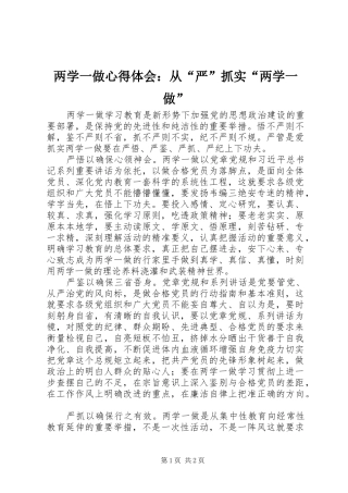 两学一做心得体会：从“严”抓实“两学一做”