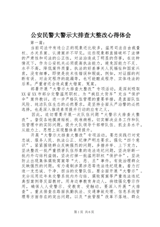 公安民警大警示大排查大整改心得体会