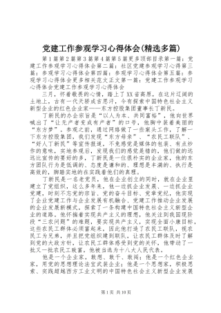 党建工作参观学习心得体会(精选多篇)