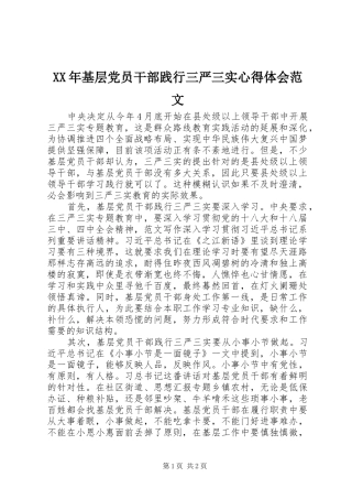 XX年基层党员干部践行三严三实心得体会范文