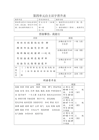 四上第四单元自主识字晋级表