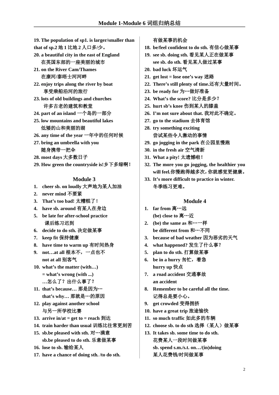 期中八年级M1-M6词组总结归纳_第2页