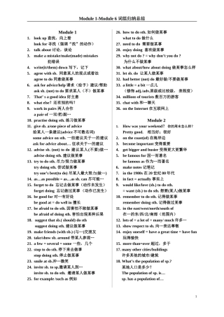 期中八年级M1-M6词组总结归纳