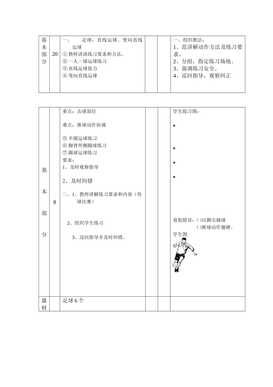 足球脚内测运球教学教案_第2页
