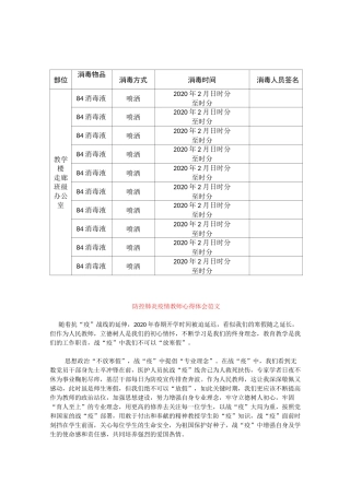 防控新型肺炎校园消毒记录表