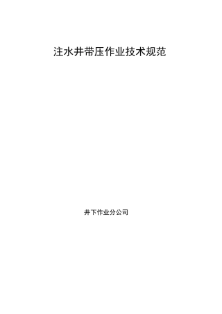 注水井带压作业技术规范