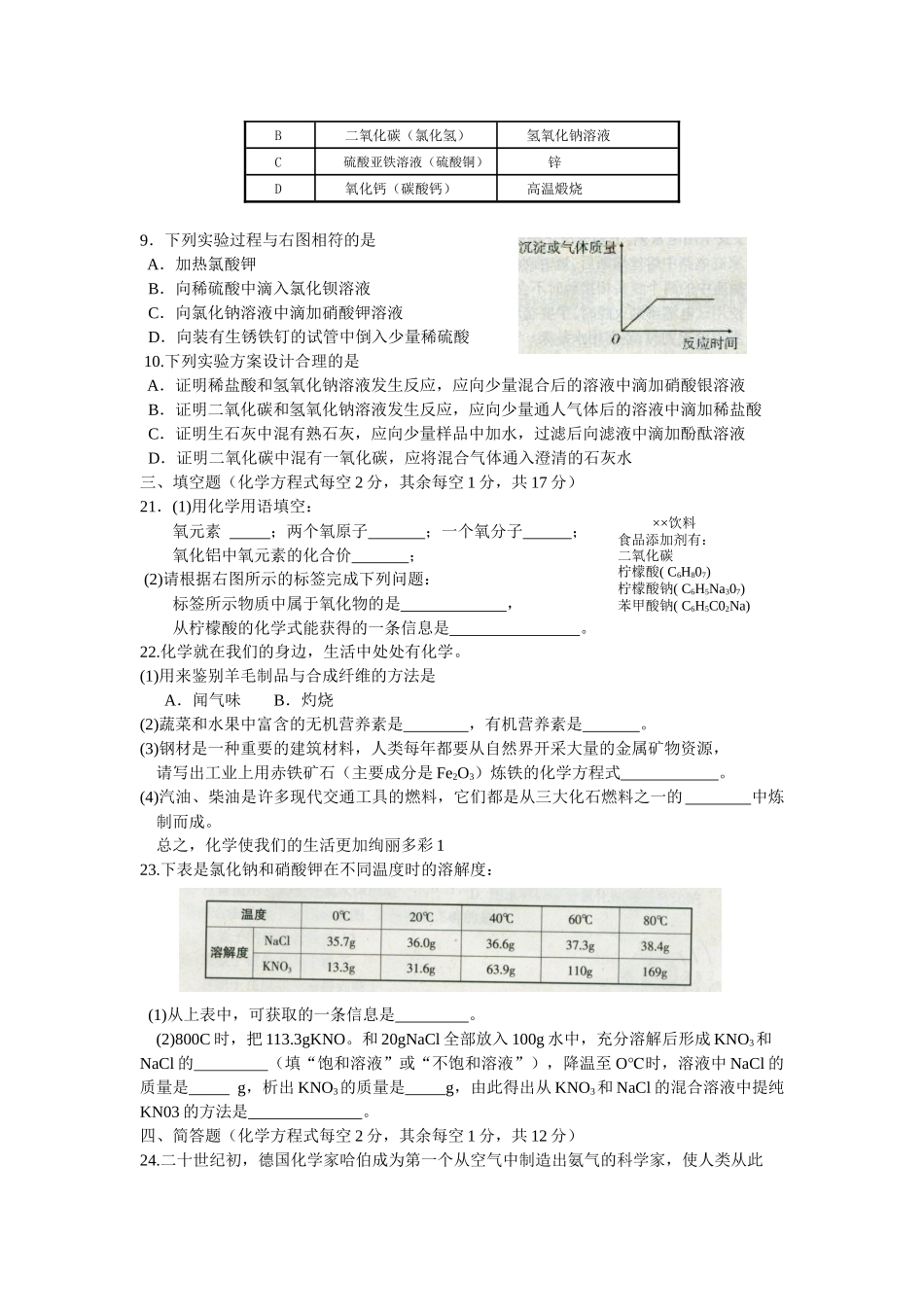 山西省2015年中考考前适应性训练试题及答案_第2页