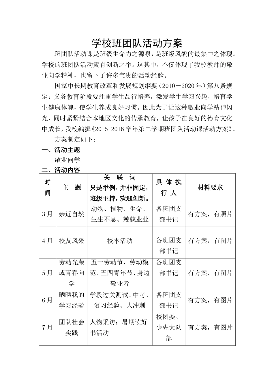 学校班团队活动方案_第1页