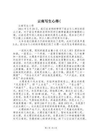 云南写生心得(