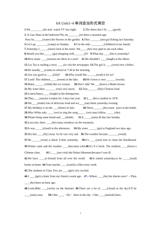 (新教材)6AUnit1-4用所给词适当形式填空2