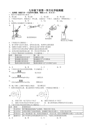 九年级下册第一学月化学检测题