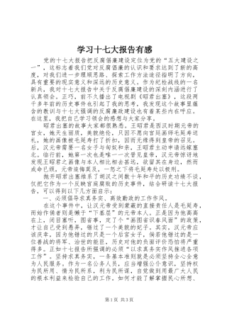 学习十七大报告有感