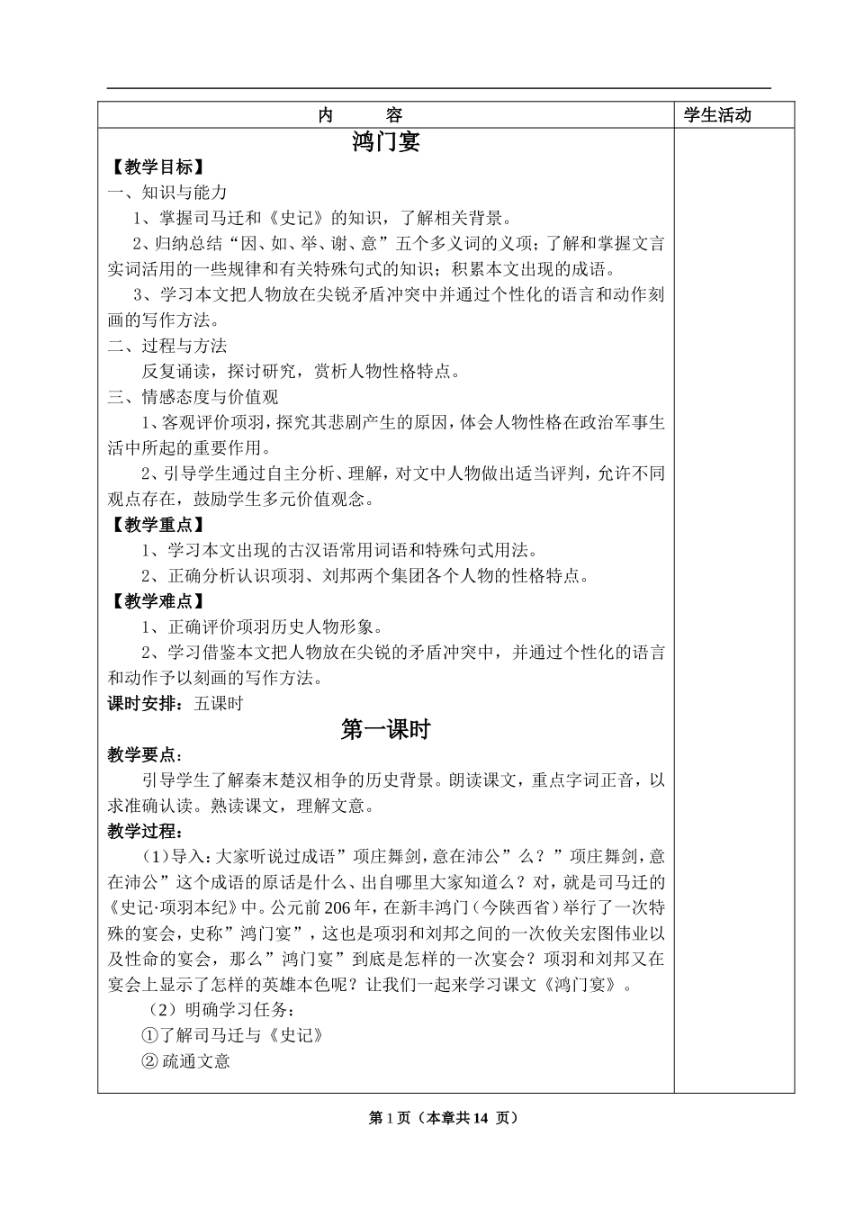 《鸿门宴》教案_第1页