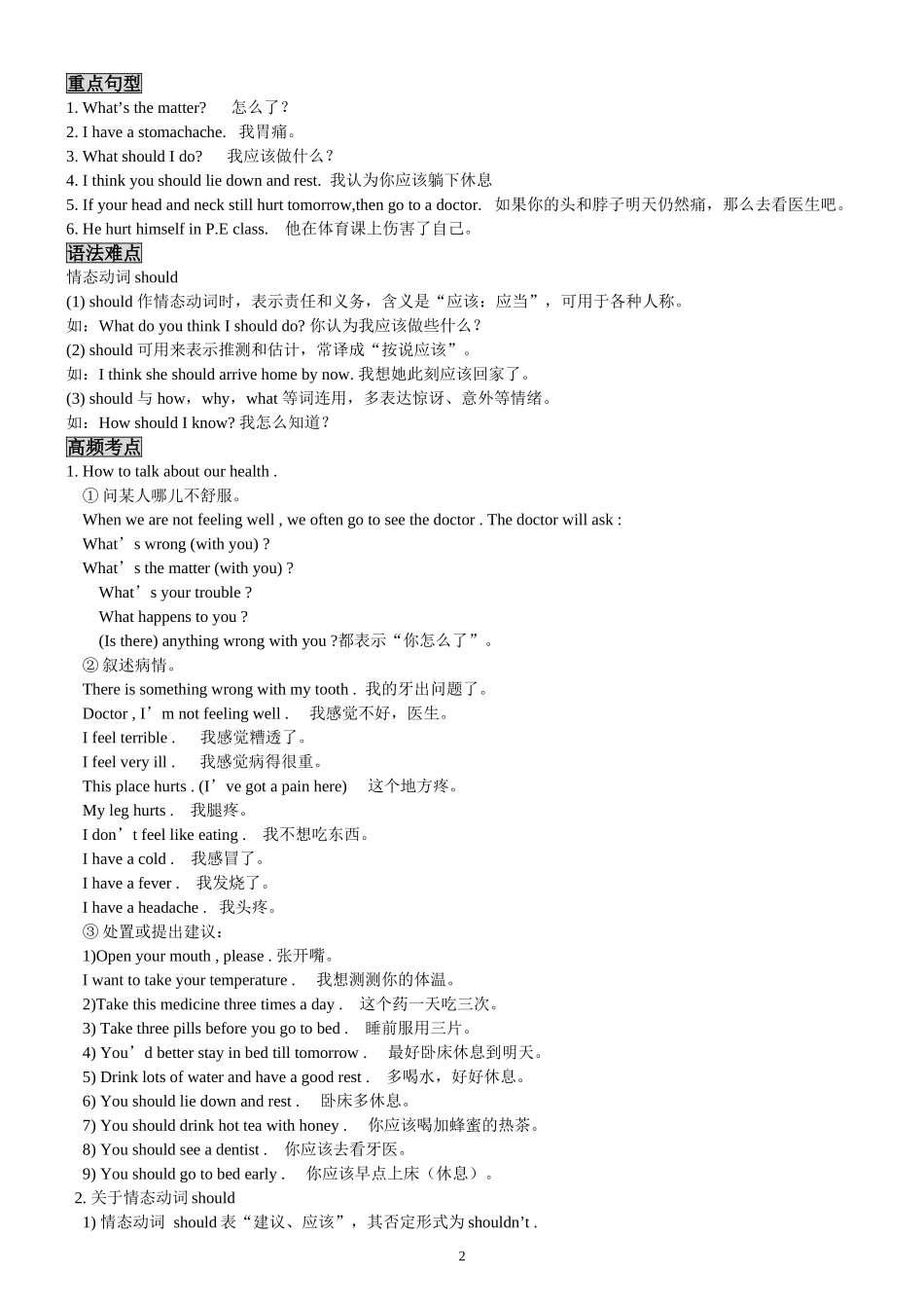英语：人教版8年级下册2014春版知识点总结(93页)_第2页