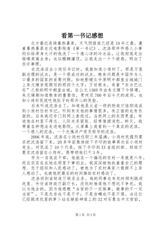 看第一书记感想