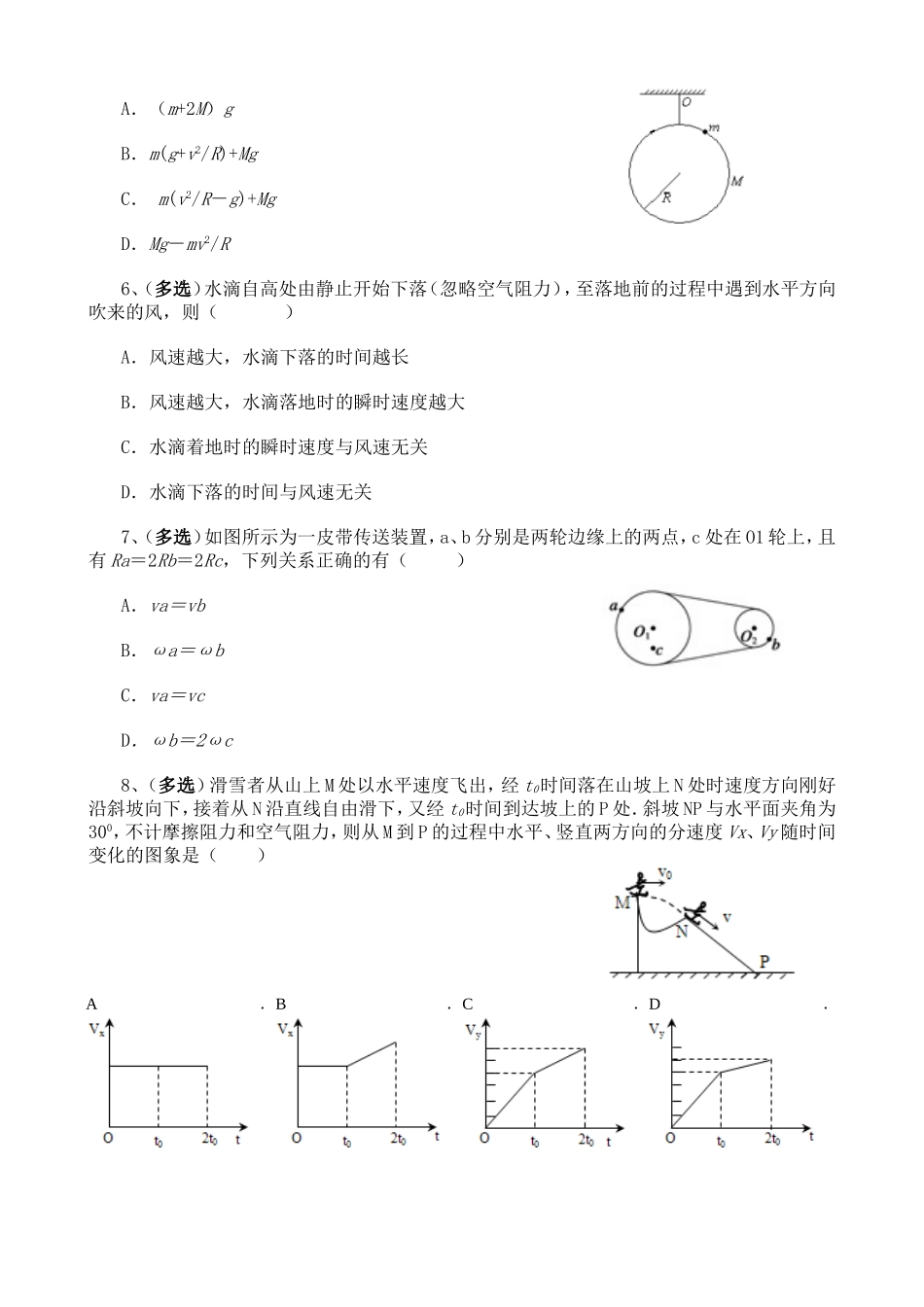 高一曲线运动单元测试卷_第2页