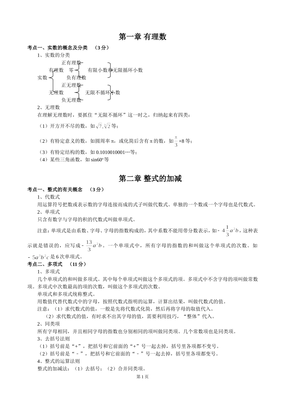 2016年初中数学知识点中考总复习总结归纳_第1页
