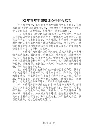 XX年青年干部培训心得体会范文