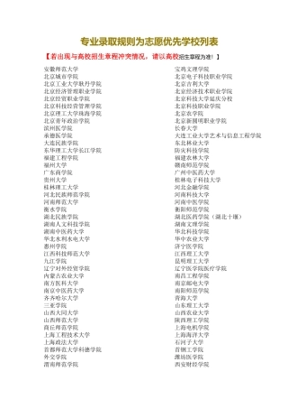 专业录取规则为志愿优先学校列表
