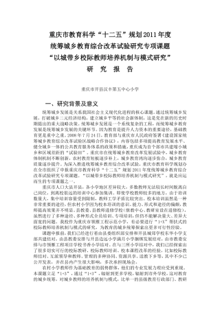 以城带乡课题研究报告（2013315）