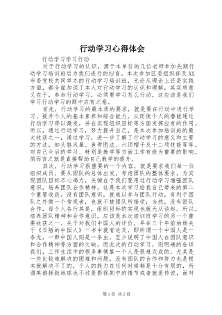 行动学习心得体会