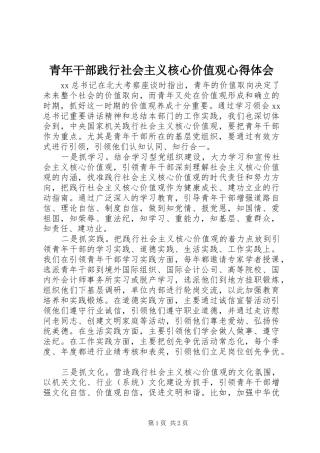 青年干部践行社会主义核心价值观心得体会