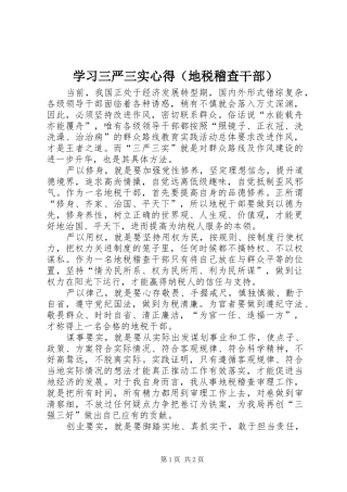 学习三严三实心得（地税稽查干部）