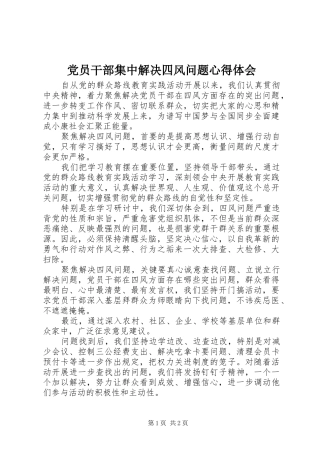 党员干部集中解决四风问题心得体会