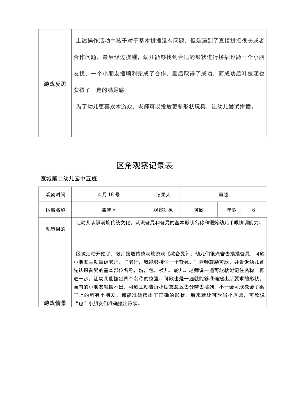 区角观察记录表_第2页