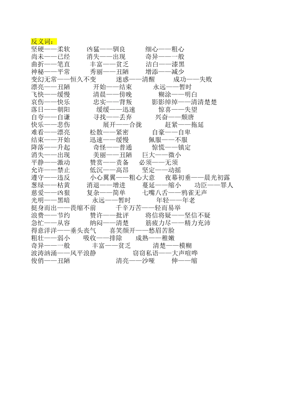 三年级下册近义词--反义词_第2页