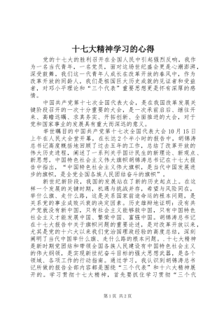 十七大精神学习的心得