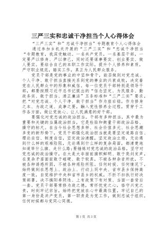 三严三实和忠诚干净担当个人心得体会