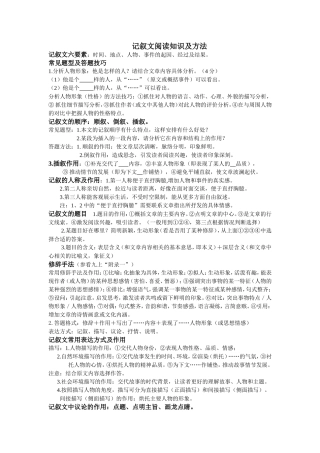 记叙文阅读知识及方法