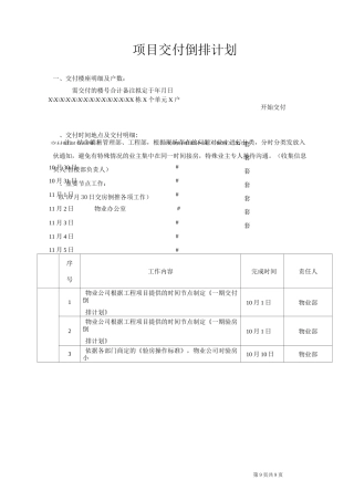 项目交付倒排计划