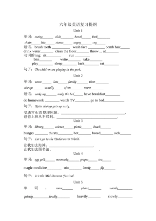 六年级英语复习提纲