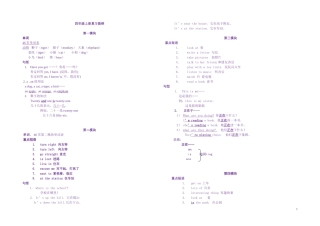 外研社版三起英语四年级上册复习提纲-短语+句型(1)
