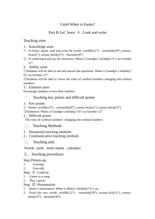 五下Unit4WhenisEasterPartBLet'slearn教案