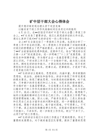 矿中层干部大会心得体会