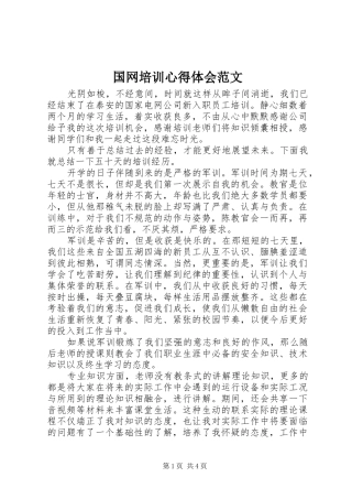 国网培训心得体会范文