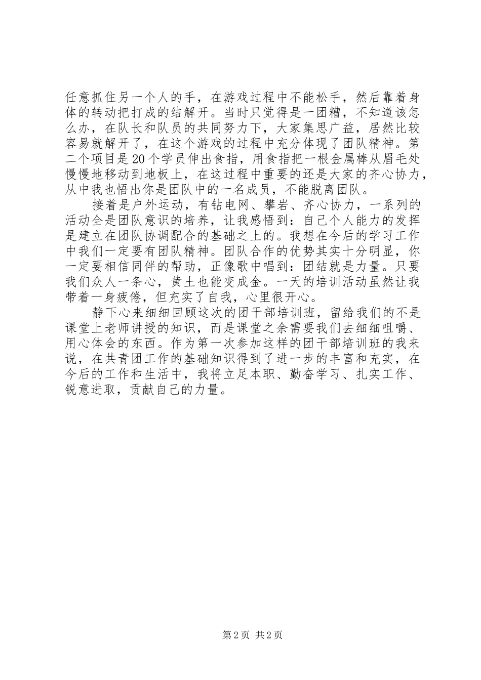 XX年基层团干部培训心得体会_第2页